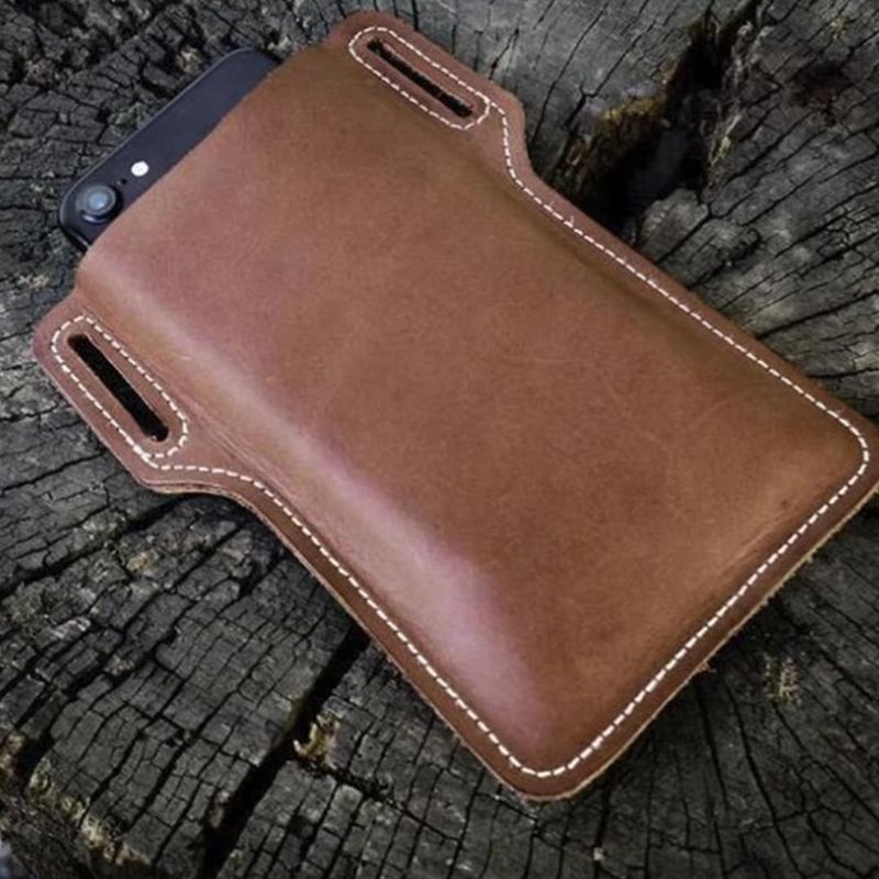 GENERICO - Funda Cinturón Multiusos de Cuero para Teléfonos hasta 69