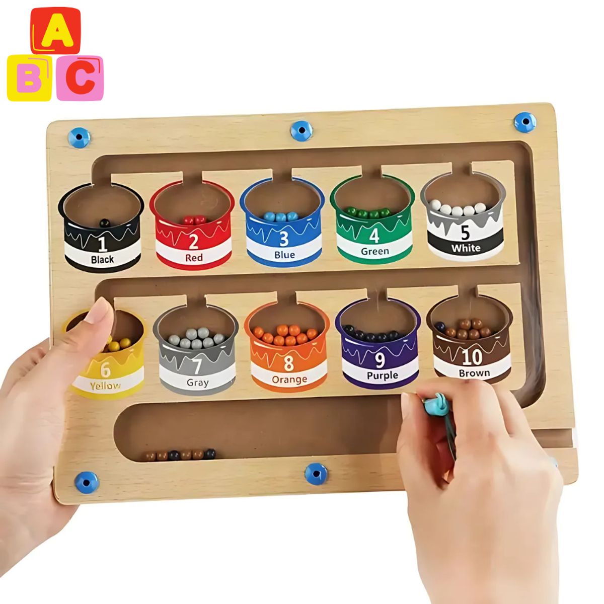 ABC - Labertinto Magnético de Colores y Números de Madera