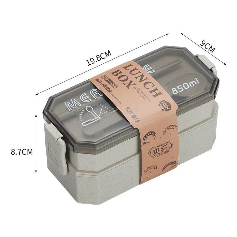 GENERICO - Fiambrera Hexagonal 2 Niveles 850ml sin BPA para Microondas