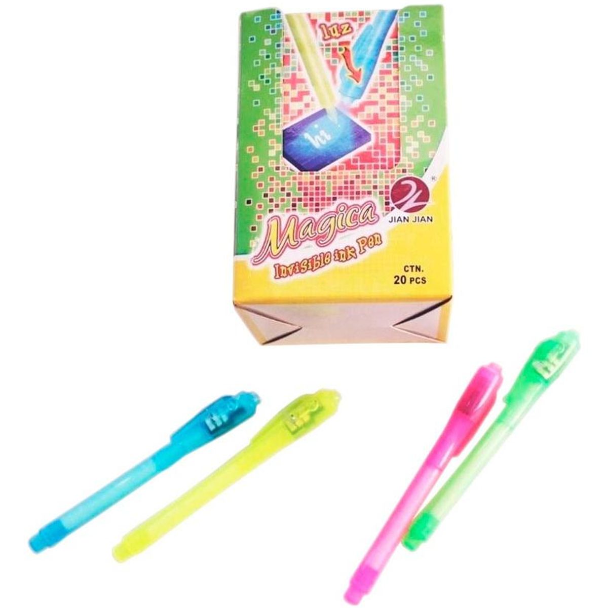 GENERICO - Lápices Mágicos Invisibles 20 Colores con Luz UV
