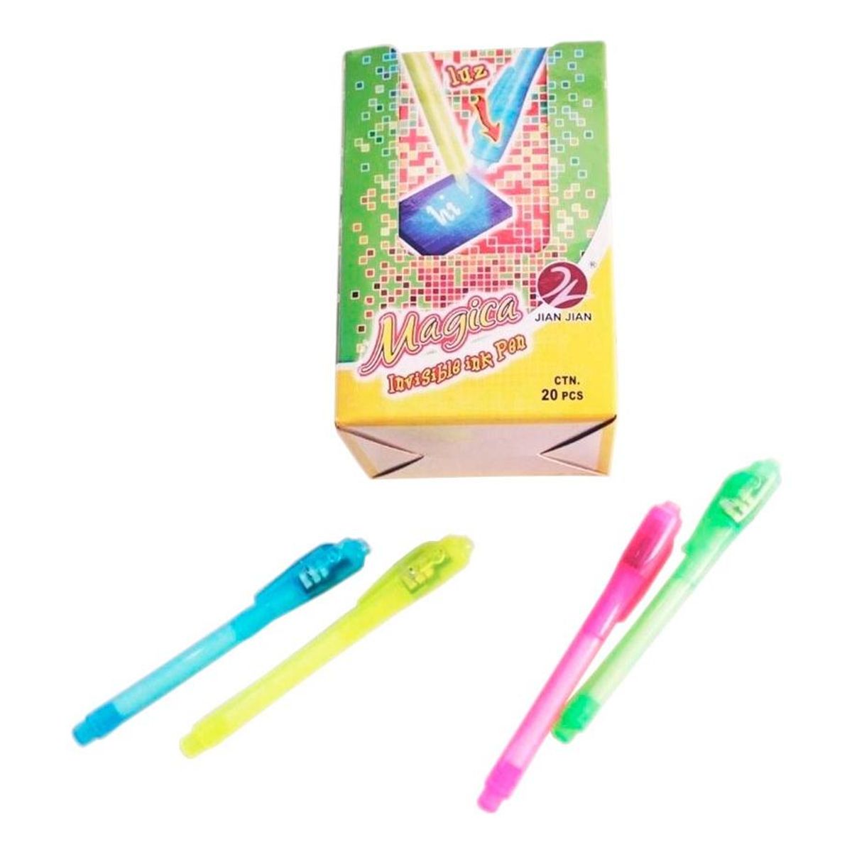 GENERICO - Lápices Mágicos Invisibles 20 Colores con Luz UV