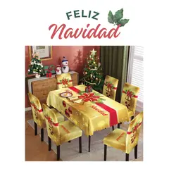 GENERICO - Decoración Navideña Mantel y Fundas para Sillas Elegantes