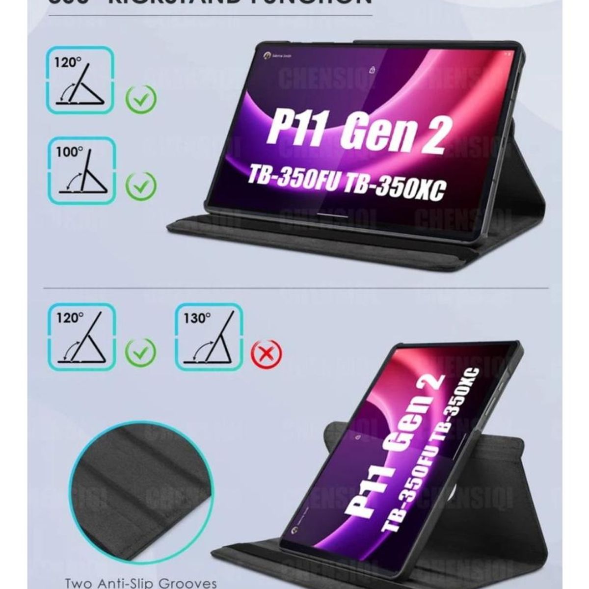 GENERICO - Funda 360° para Tablet de Cuero Sintético y Soporte Ajustable