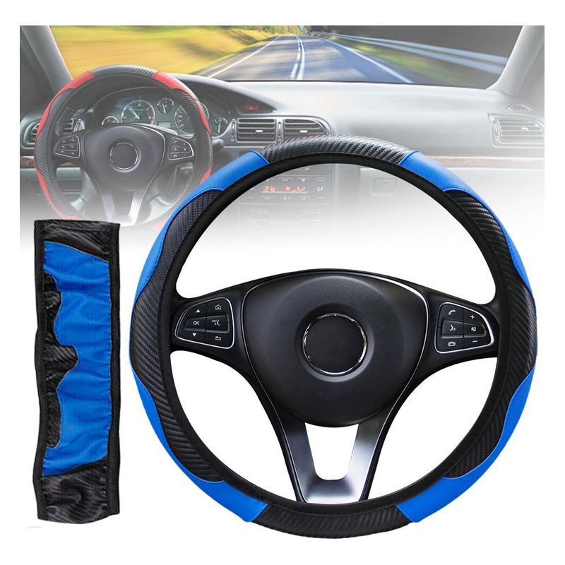 GENERICO - Funda de Volante de Cuero Carbono Elegante y Antideslizante