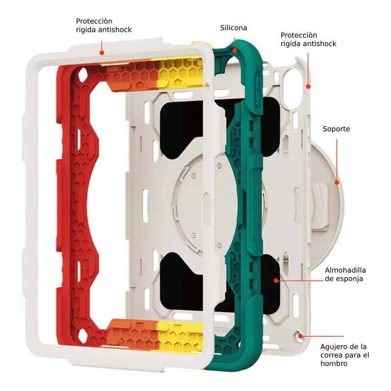 GENERICO - Funda Antishock con Soporte Ajustable para Tablet 105