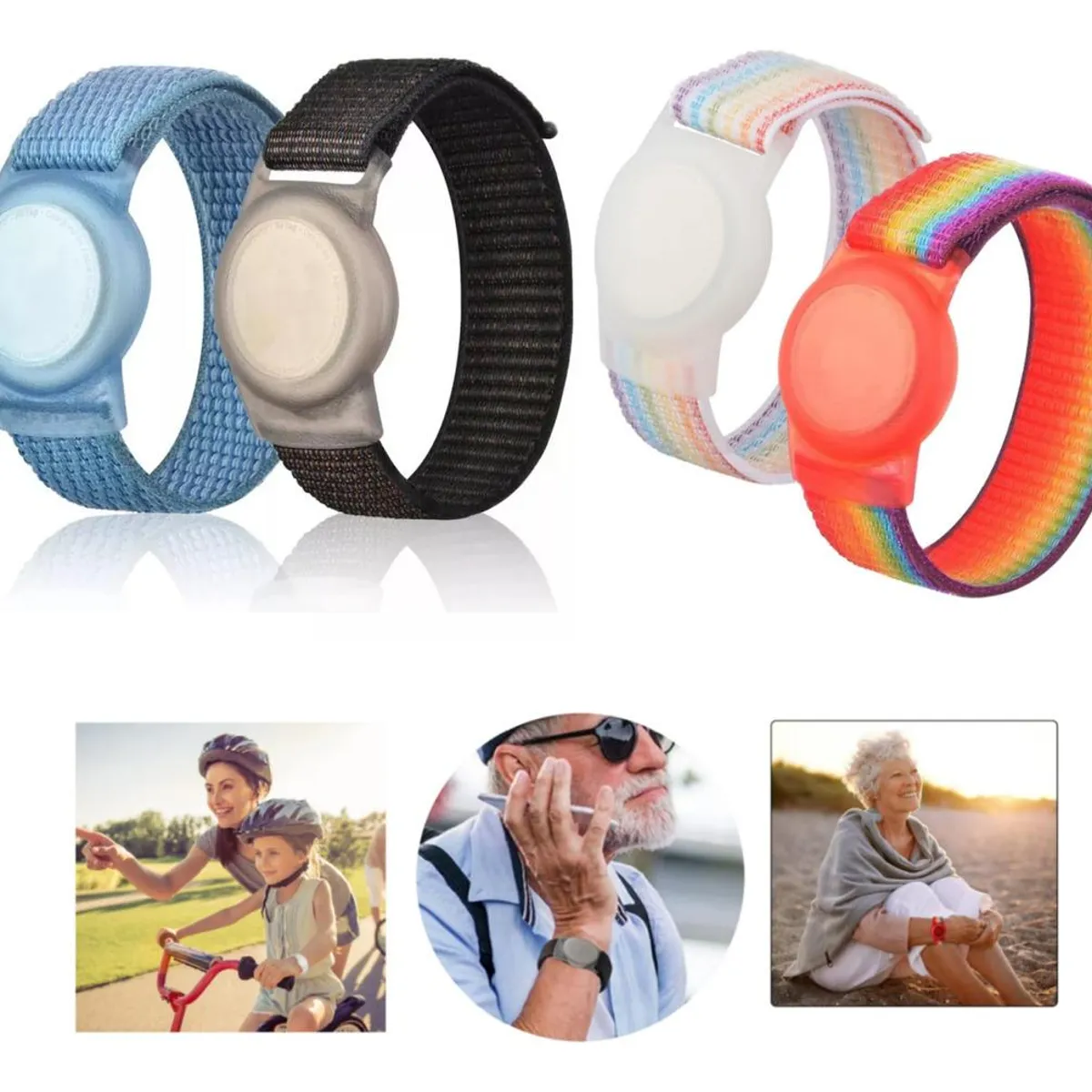 GENERICO - Pulseras de Nylon Ajustables para Airtag - Paquete de 4 Unidades