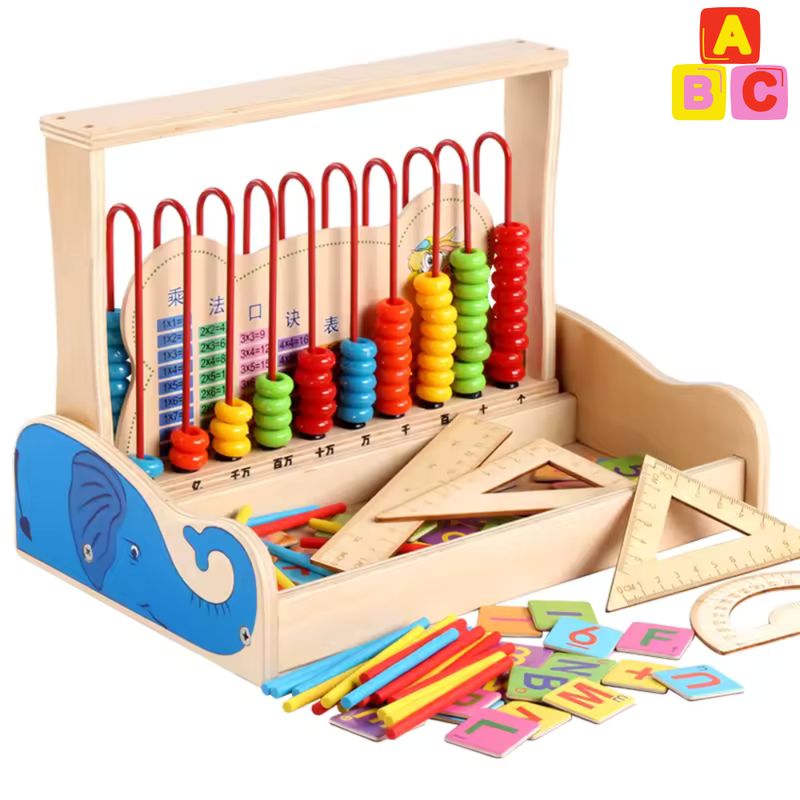 ABC - Ábaco Montessori de Madera  Aprendizaje Temprano para Niños
