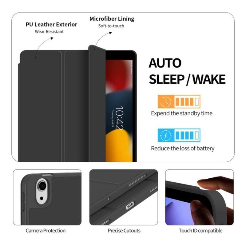 GENERICO - Funda Smart Cover delgada con espacio para Pencil y vidrio