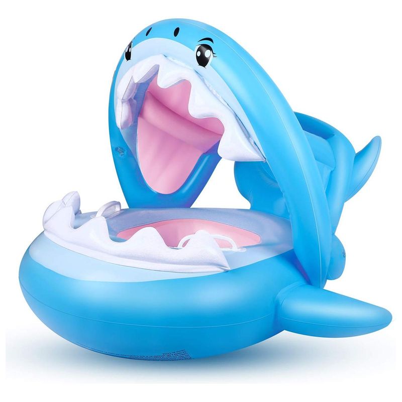 GENERICO - Flotador Tiburón Inflable con Toldo para Bebés y Niños