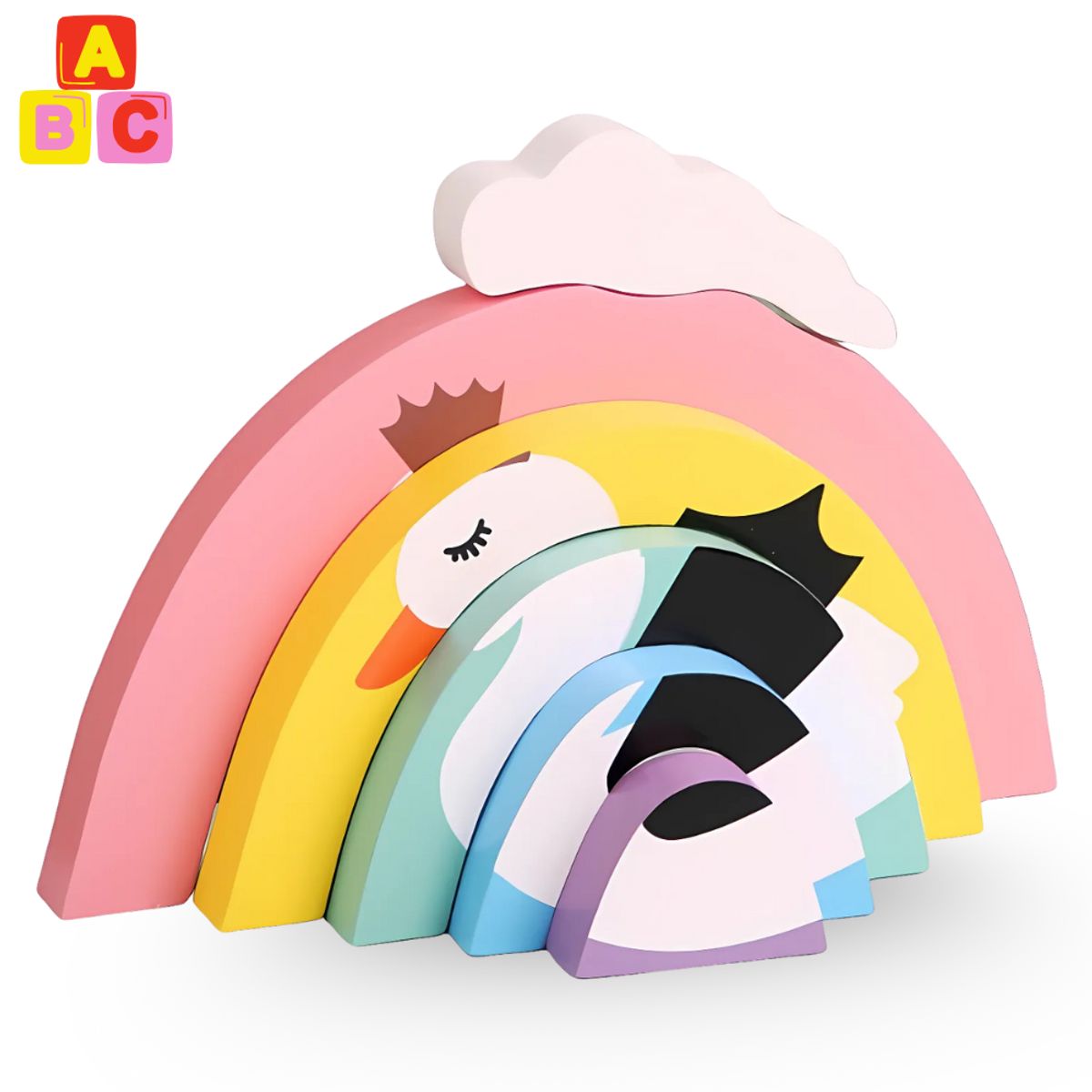 ABC - Arcoíris de Madera Apilable  Montessori