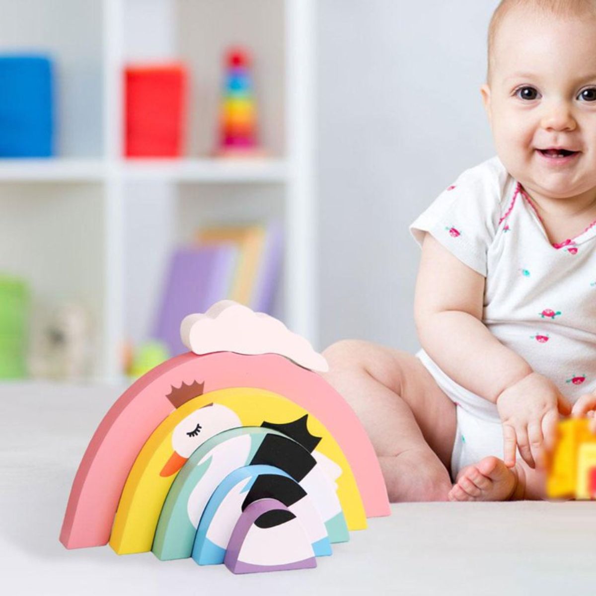 ABC - Arcoíris de Madera Apilable  Montessori