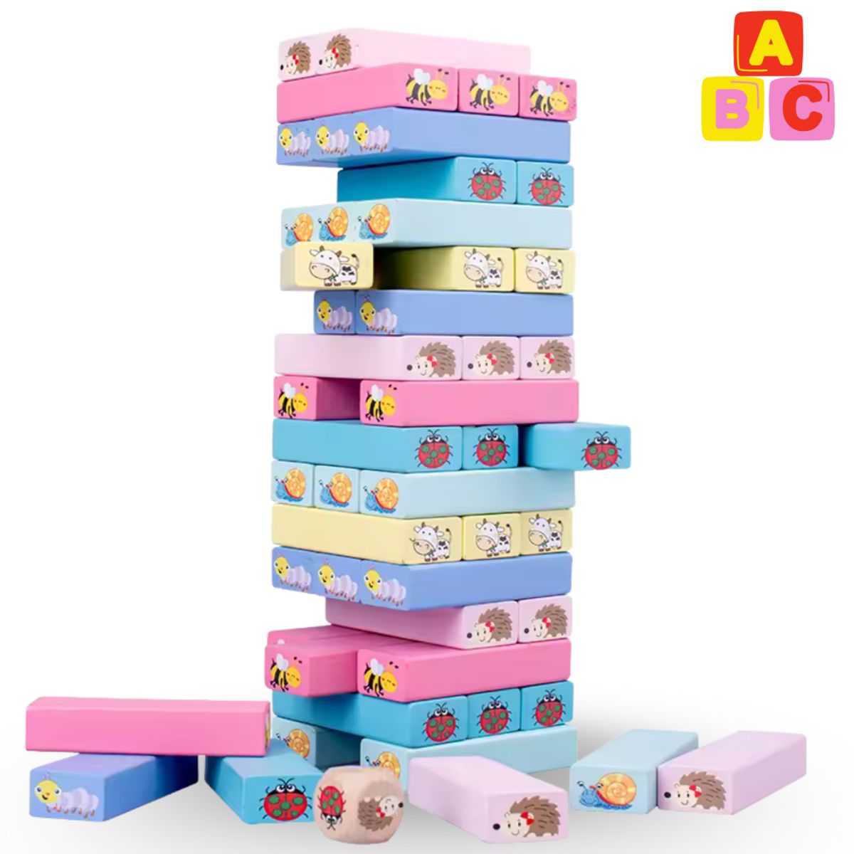 ABC - Juego de construcción apilables de madera  Kit didáctico