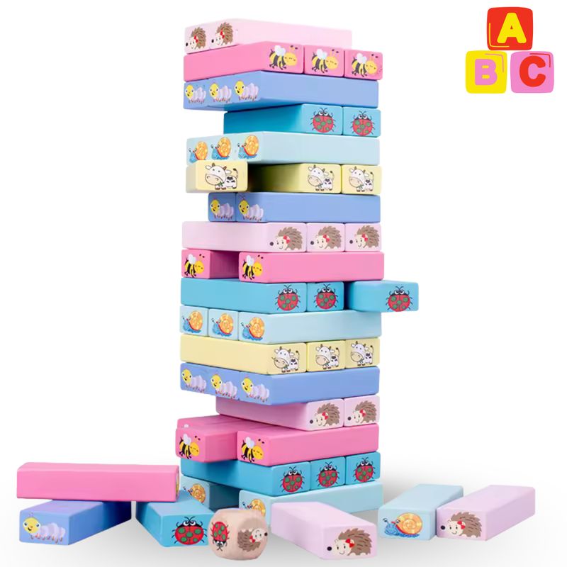 ABC - Juego de construcción apilables de madera  Kit didáctico