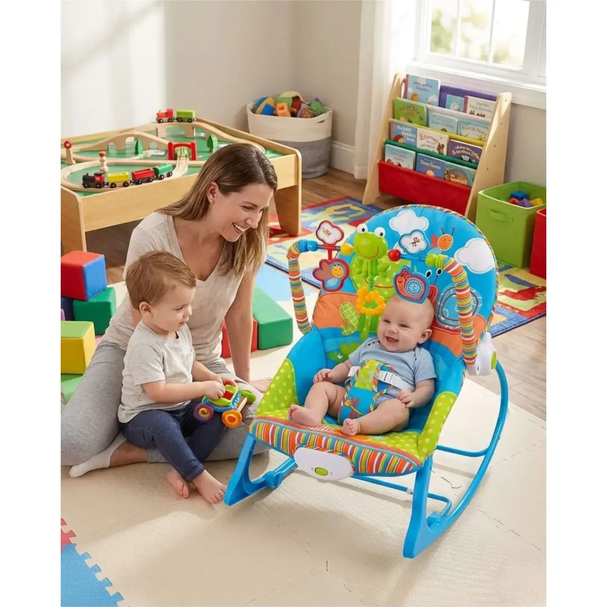 GENERICO - Silla Nido Mecedora De Bebe Con Sistema De Vibracion Azul