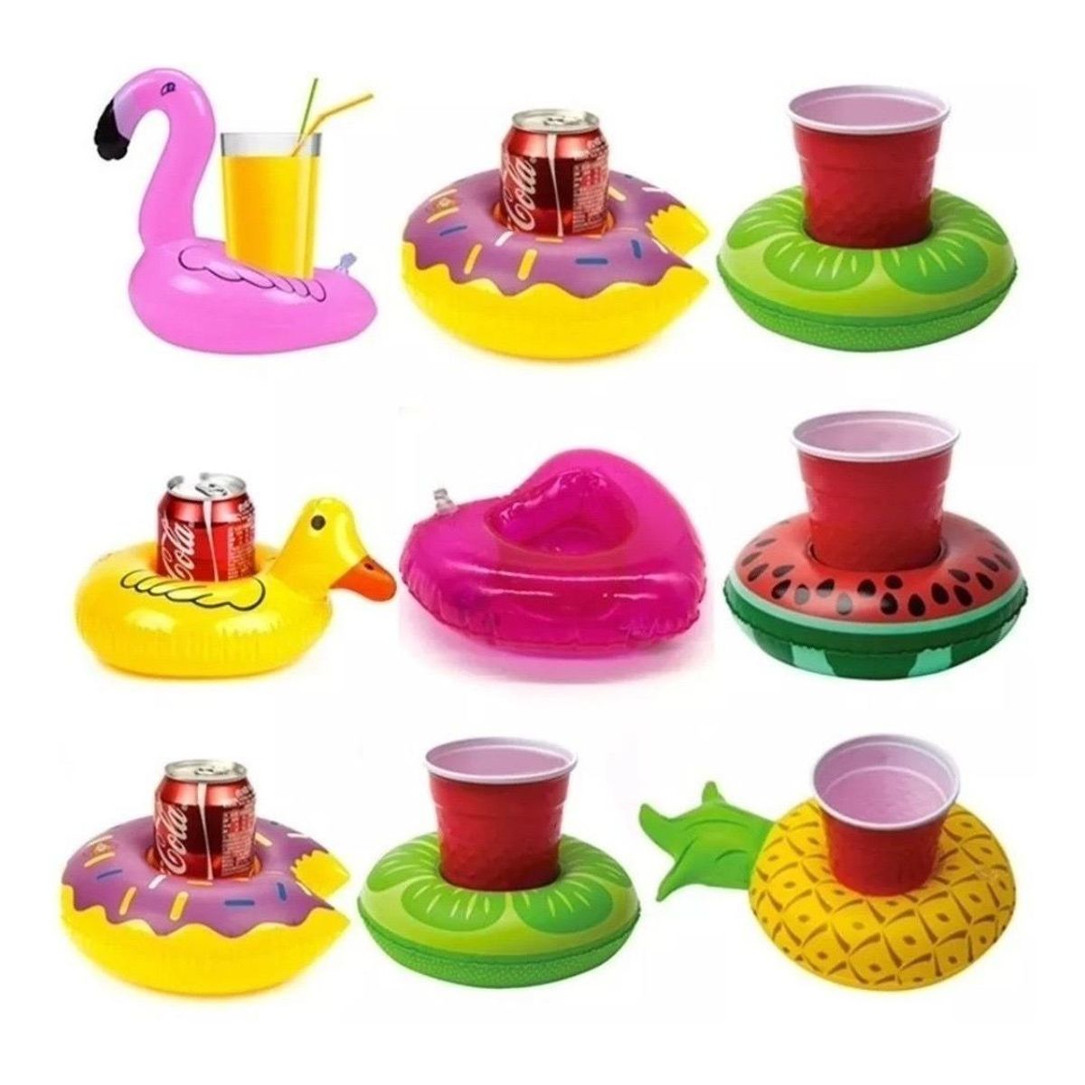 GENERICO - Divertidos Flotadores de Vaso para Piscina - 12 Diseños