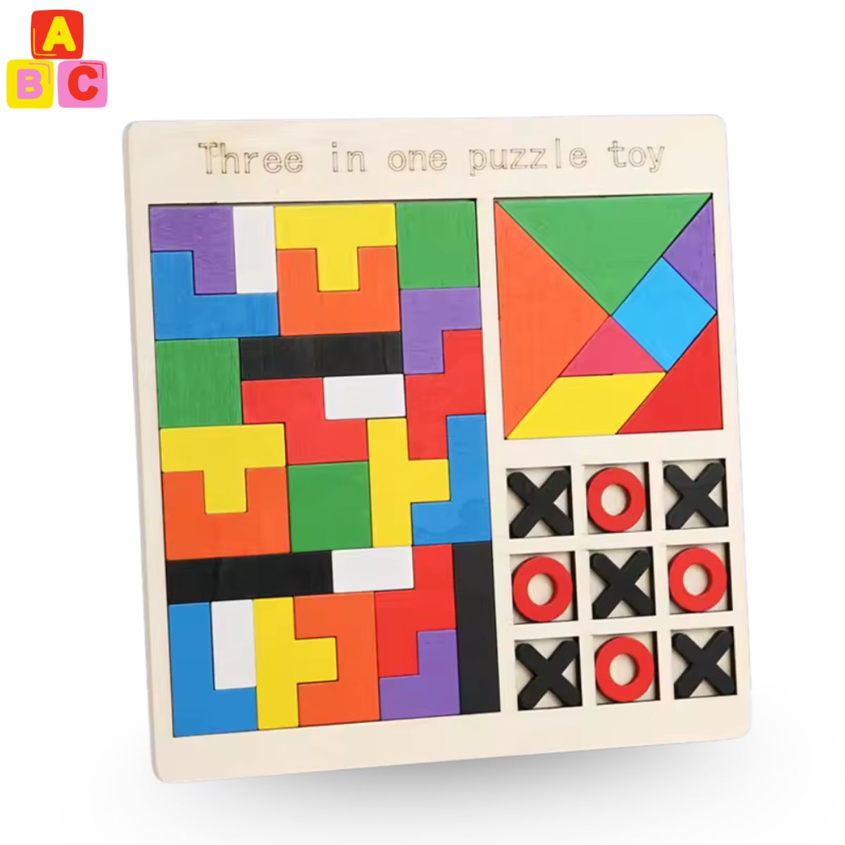 ABC - Rompecabezas 3 en 1 – Letras, Figuras y Formas en Madera