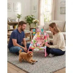 GENERICO - Silla Mecedora Bebe Vibradora Con De Barra Juguetes Rosa