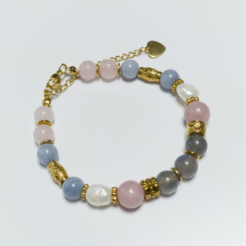 GENERICO - Pulsera piedras  Labradorita - perlas barrocas - calcedonia