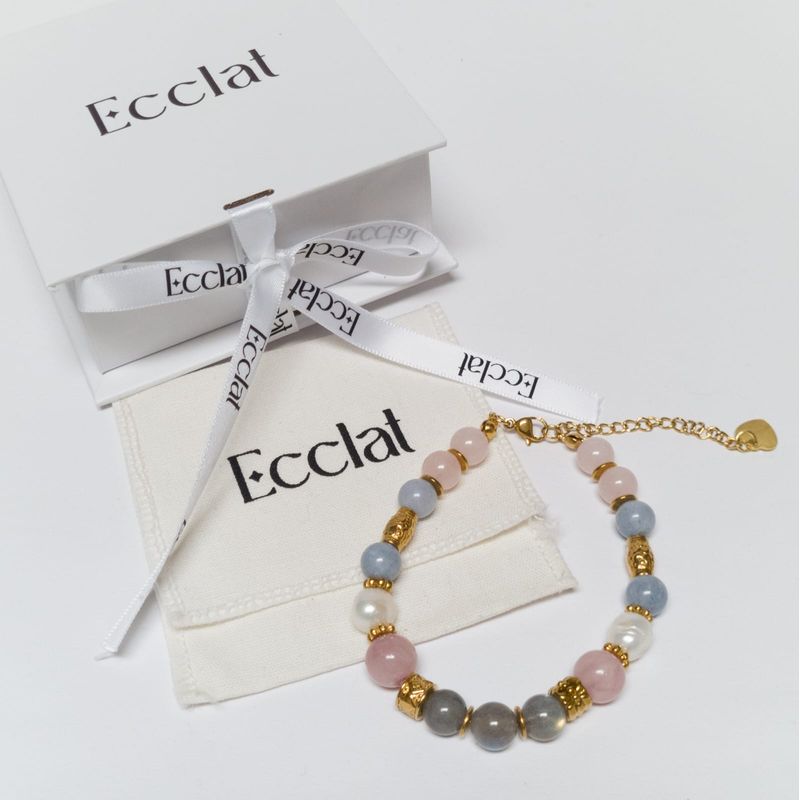 GENERICO - Pulsera piedras  Labradorita - perlas barrocas - calcedonia