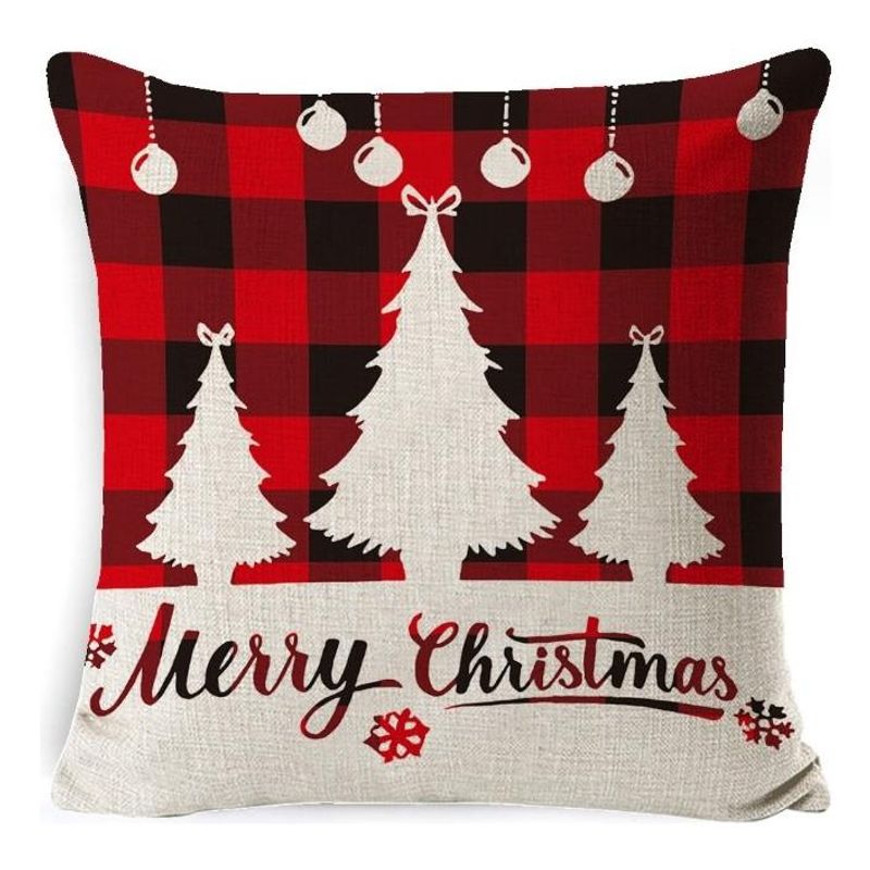 GENERICO - Fundas Navideñas de Lino para Almohadas Set de 4 Piezas