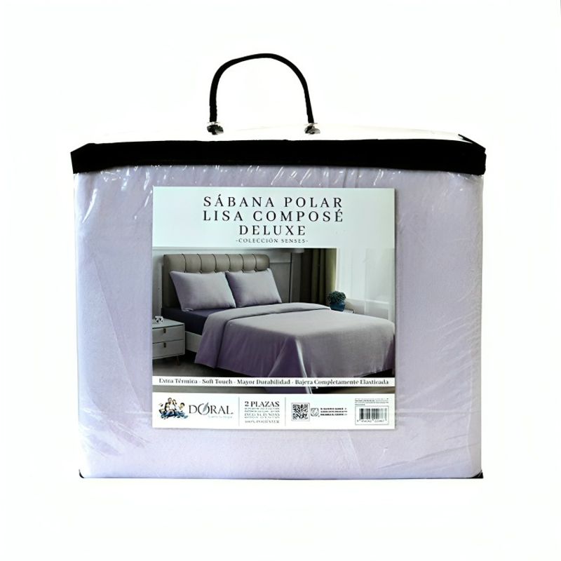 DORAL - Sábanas Polar Lisa Composé 2 Plazas / Bicolor Morado – Doral