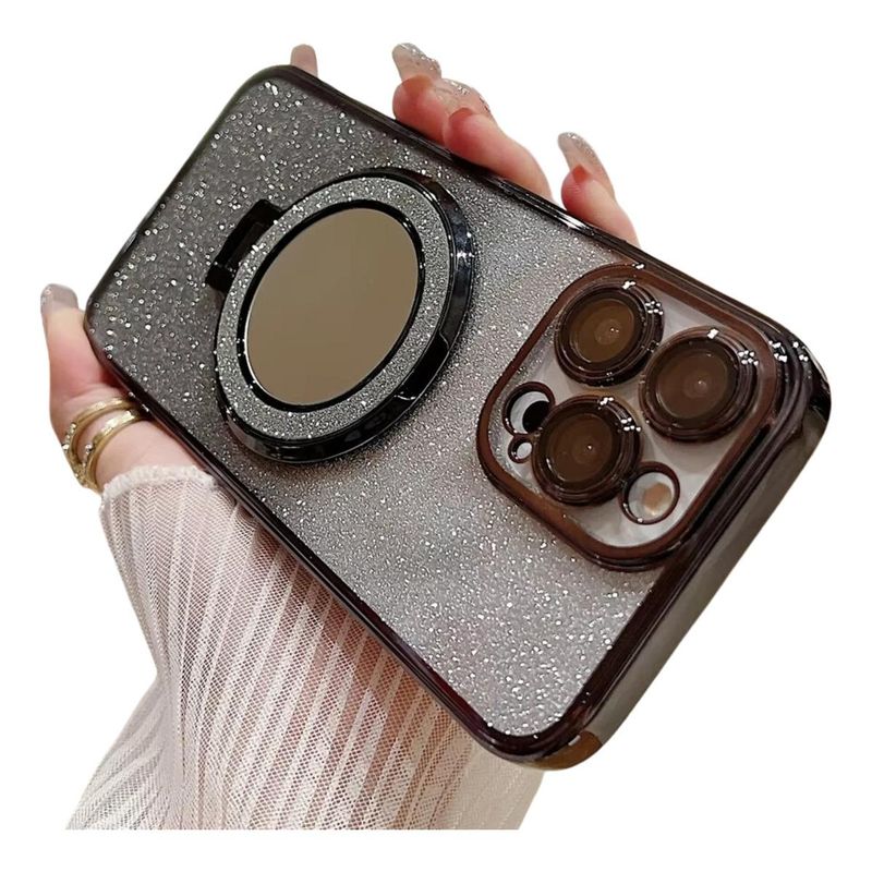 GENERICO - Carcasa Brillante con Espejo y Soporte para iPhone 16