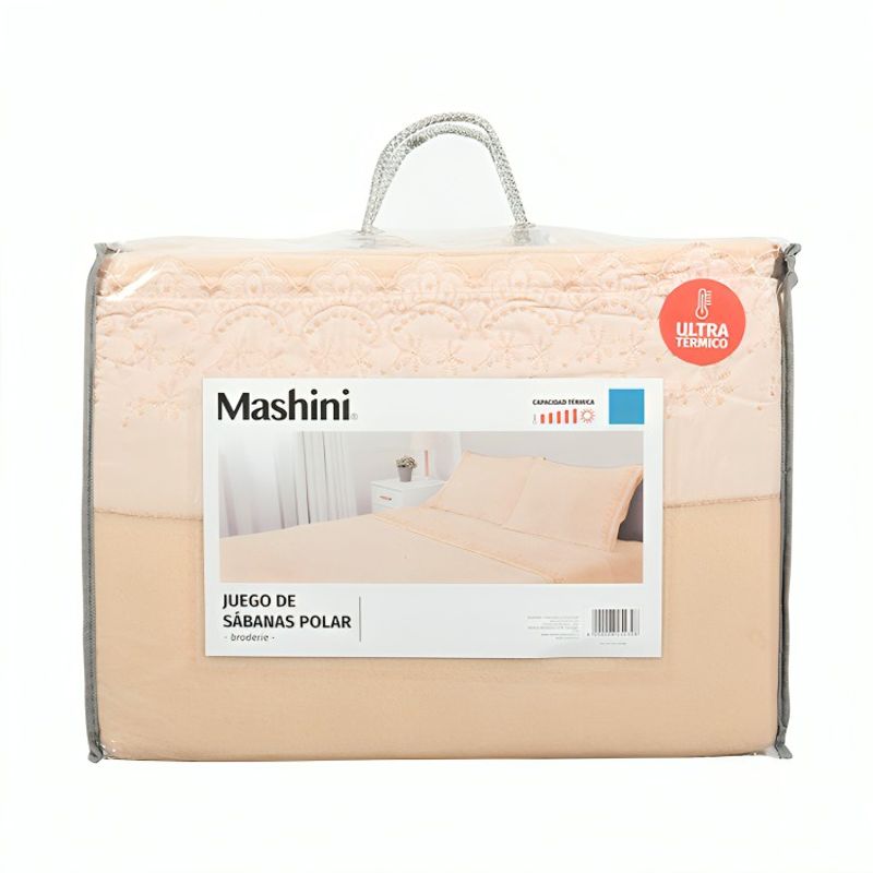 MASHINI - Juego de Sábanas Polar Lisa Broderie 1,5 Plazas / Arena – Mashini