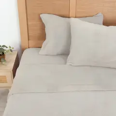 PLUMETTI - Sábanas Sherpa Lisa 2,5 Plazas / Gris –