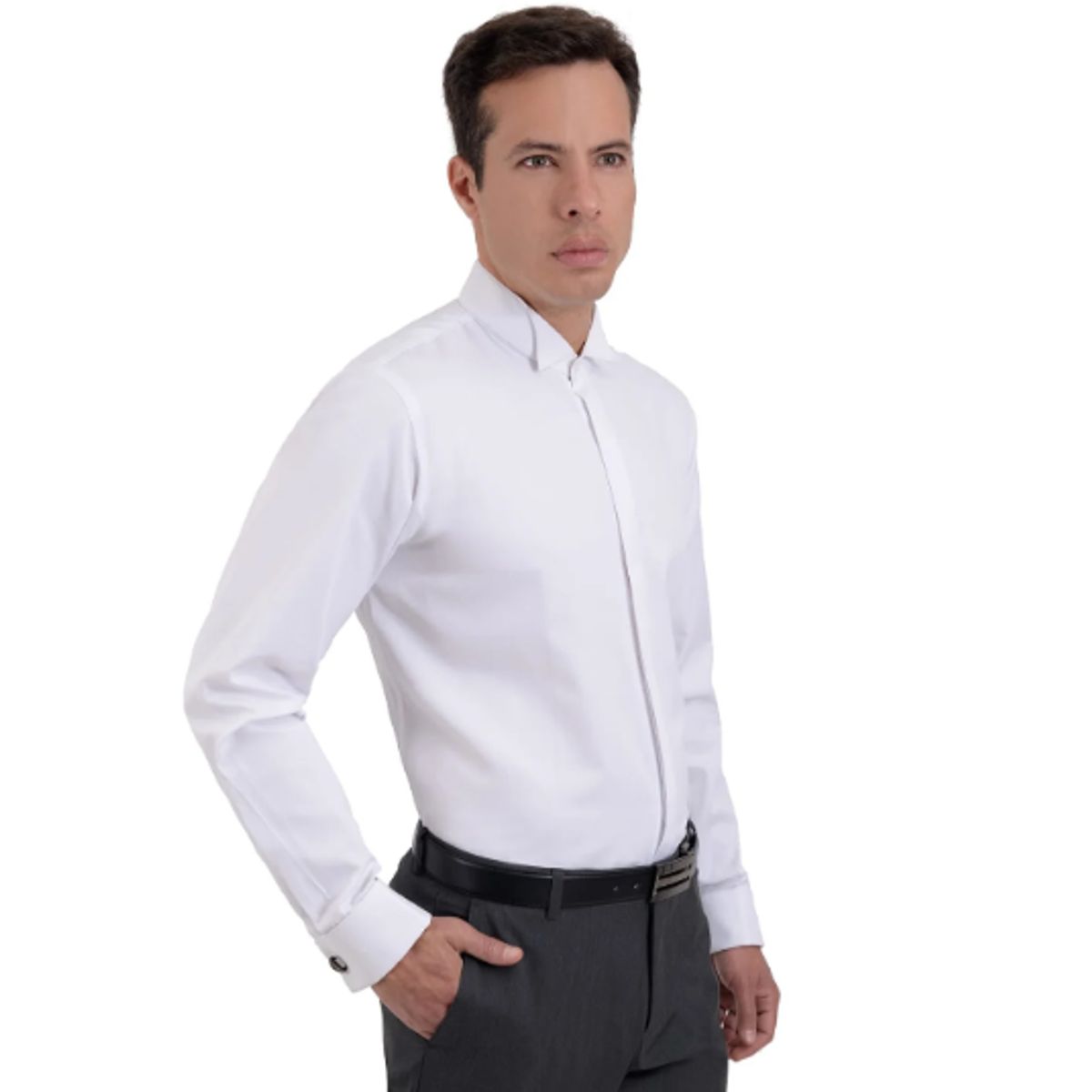 XPRESS RECHARGE - Camisa blanca lisa de cuello paloma