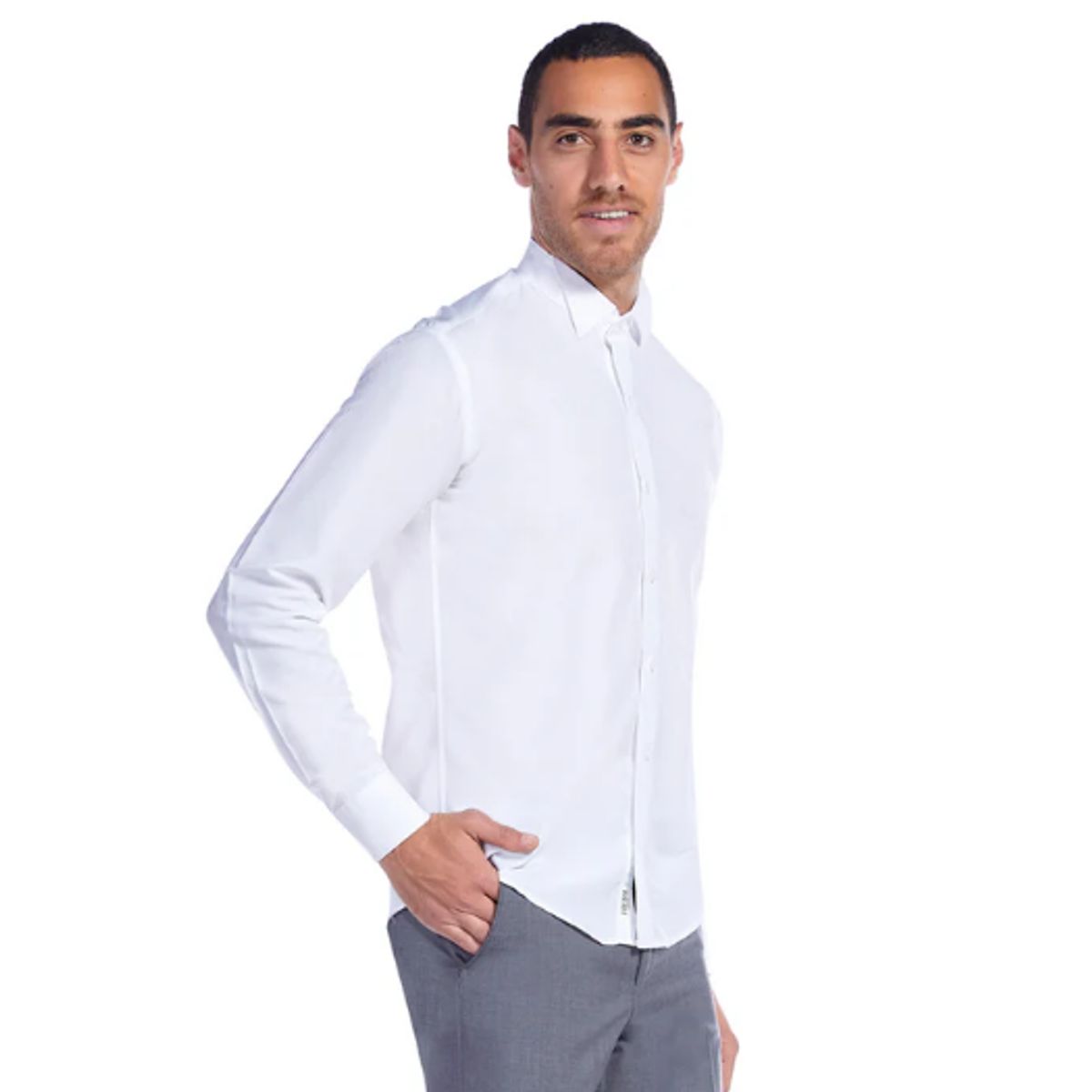 XPRESS RECHARGE - Camisa blanca lisa de cuello paloma