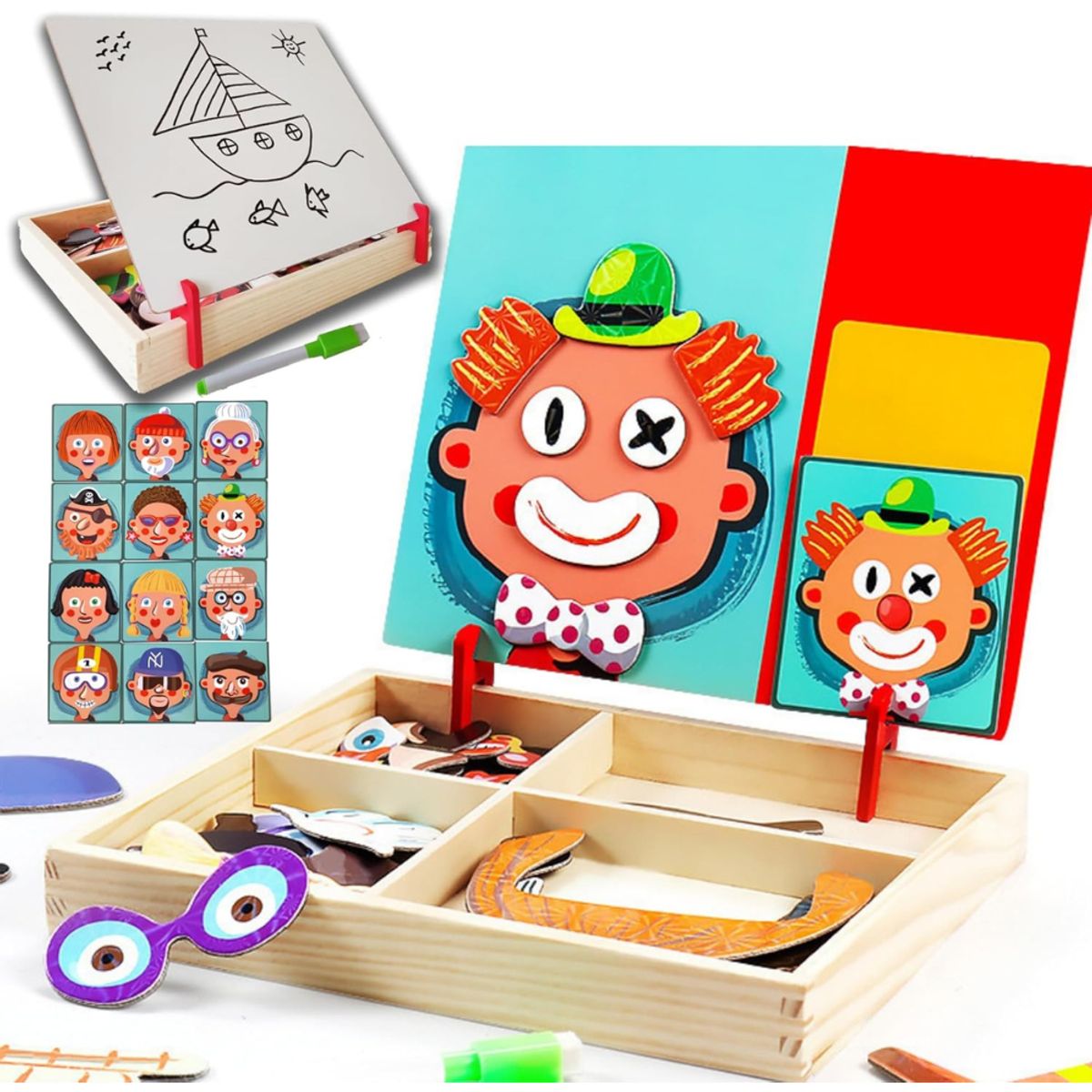 ABC - Rompecabezas de Figuras en Madera + Pizarra