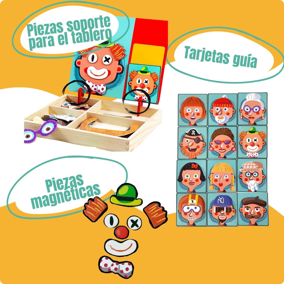 ABC - Rompecabezas de Figuras en Madera + Pizarra