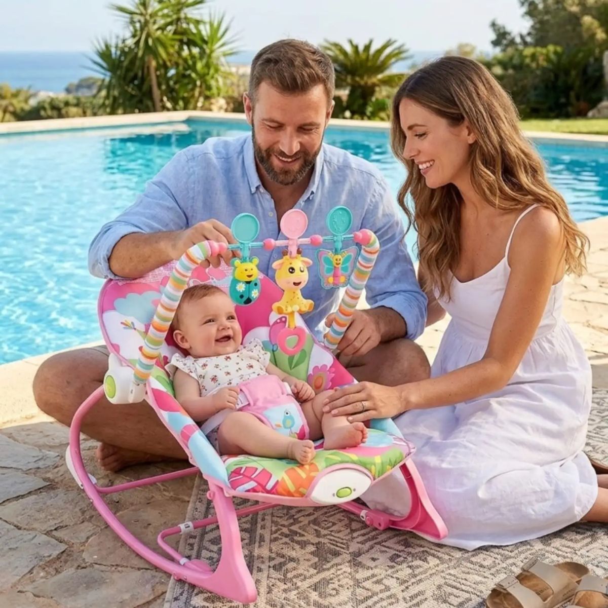 GENERICO - Silla Nido Mecedora De Bebe Con Sistema De Vibracion Rosa