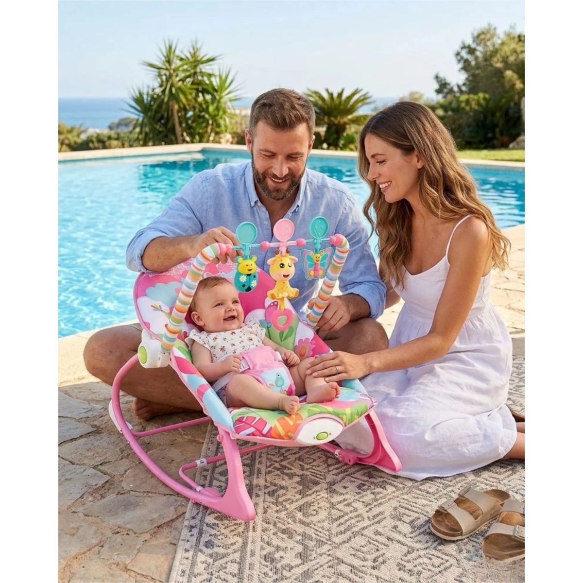 GENERICO - Silla Nido Mecedora De Bebe Con Sistema De Vibracion Rosa