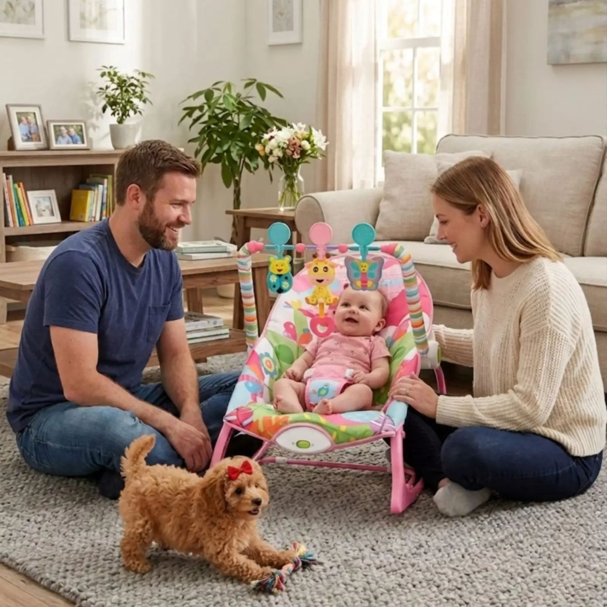 GENERICO - Silla Nido Mecedora De Bebe Con Sistema De Vibracion Rosa