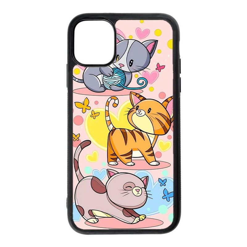 GENERICO - Carcasa Gatitos para iPhone 13 TPU y Aluminio Antideslizante