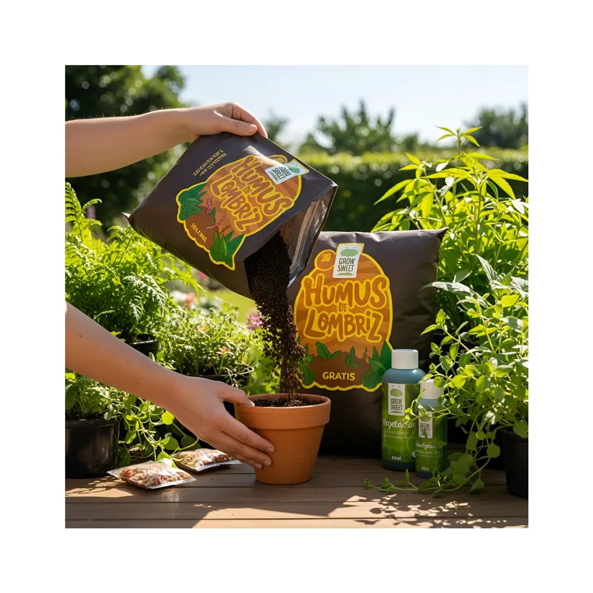 GROW SWEET - Humus de Lombriz 40L  Fertilizante Orgánico Premium para Huertos y Jardines