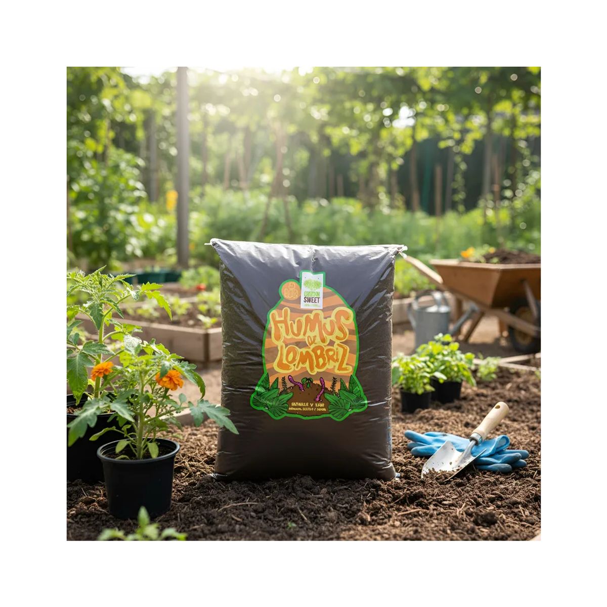 GROW SWEET - Humus de Lombriz 40L  Fertilizante Orgánico Premium para Huertos y Jardines