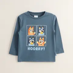 BLUEY - Polera Manga Larga Niño Azul Bingo Y