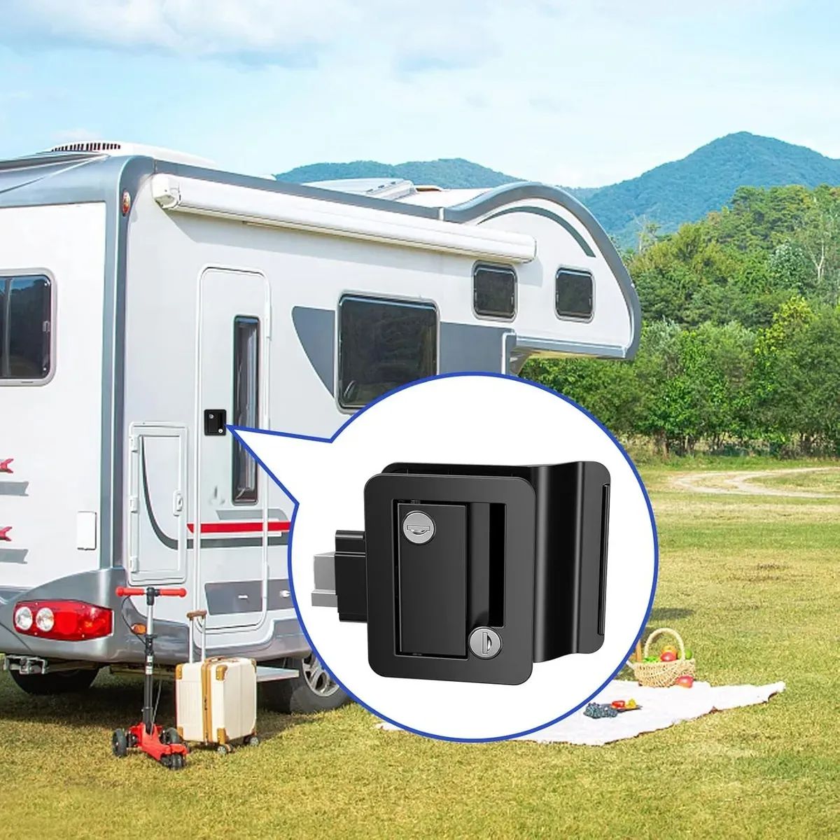 GENERICO - Chapa Cerradura Camper Casa Rodante Grande Incluye 2 Llaves