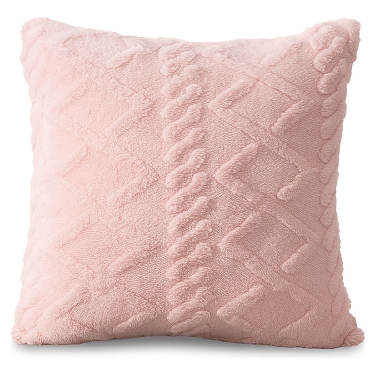 ARMONIA - Funda cojín pelo trenzado rosa suave 45x45 decoración 758