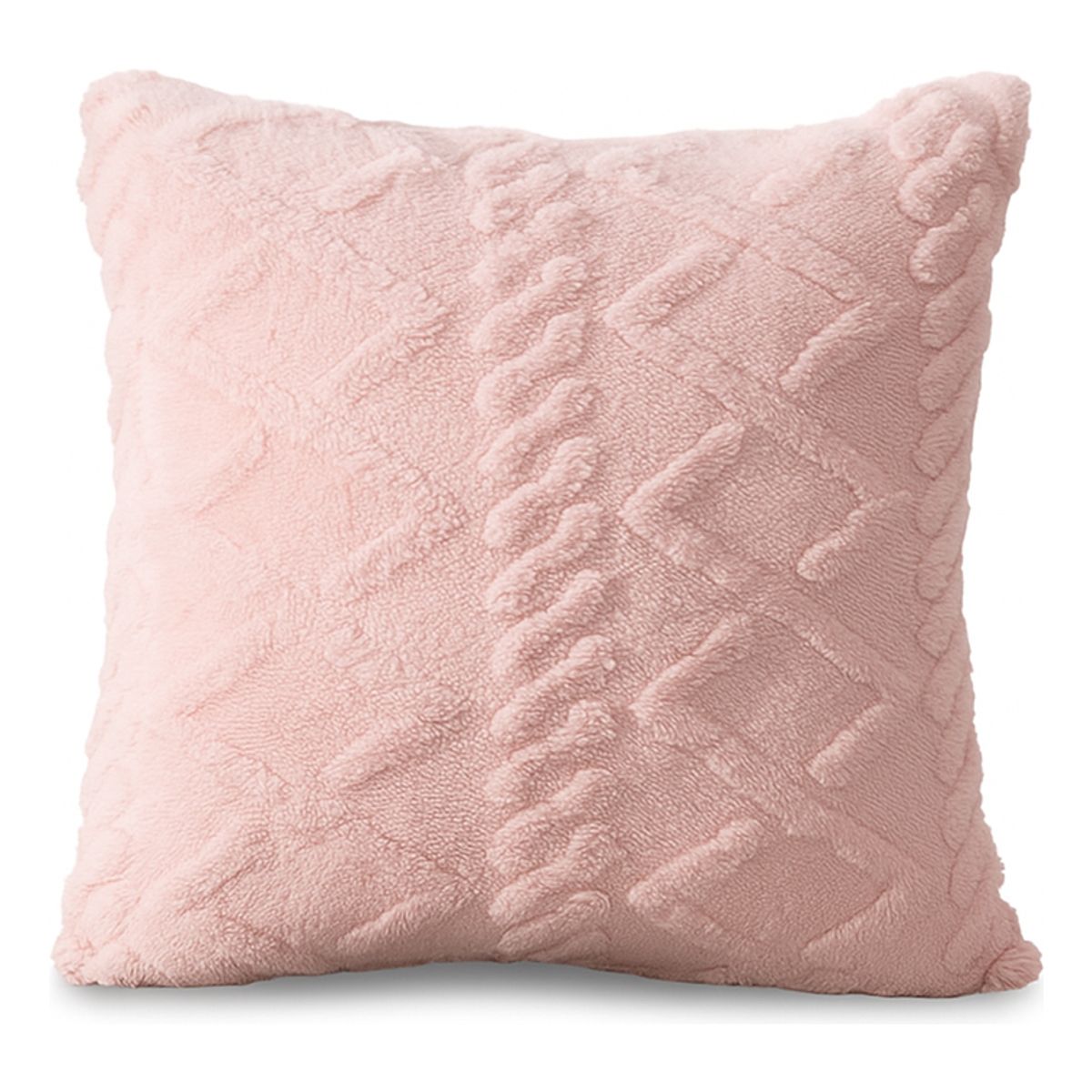 ARMONIA - Funda cojín pelo trenzado rosa suave 45x45 decoración 758