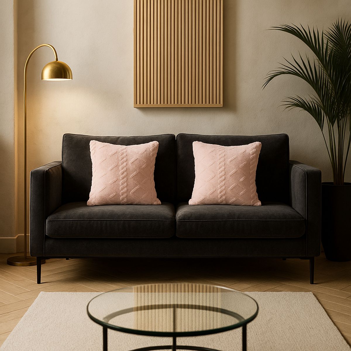 ARMONIA - Pack 2 fundas cojín rosa pelo trenzado suave dormitorio 758