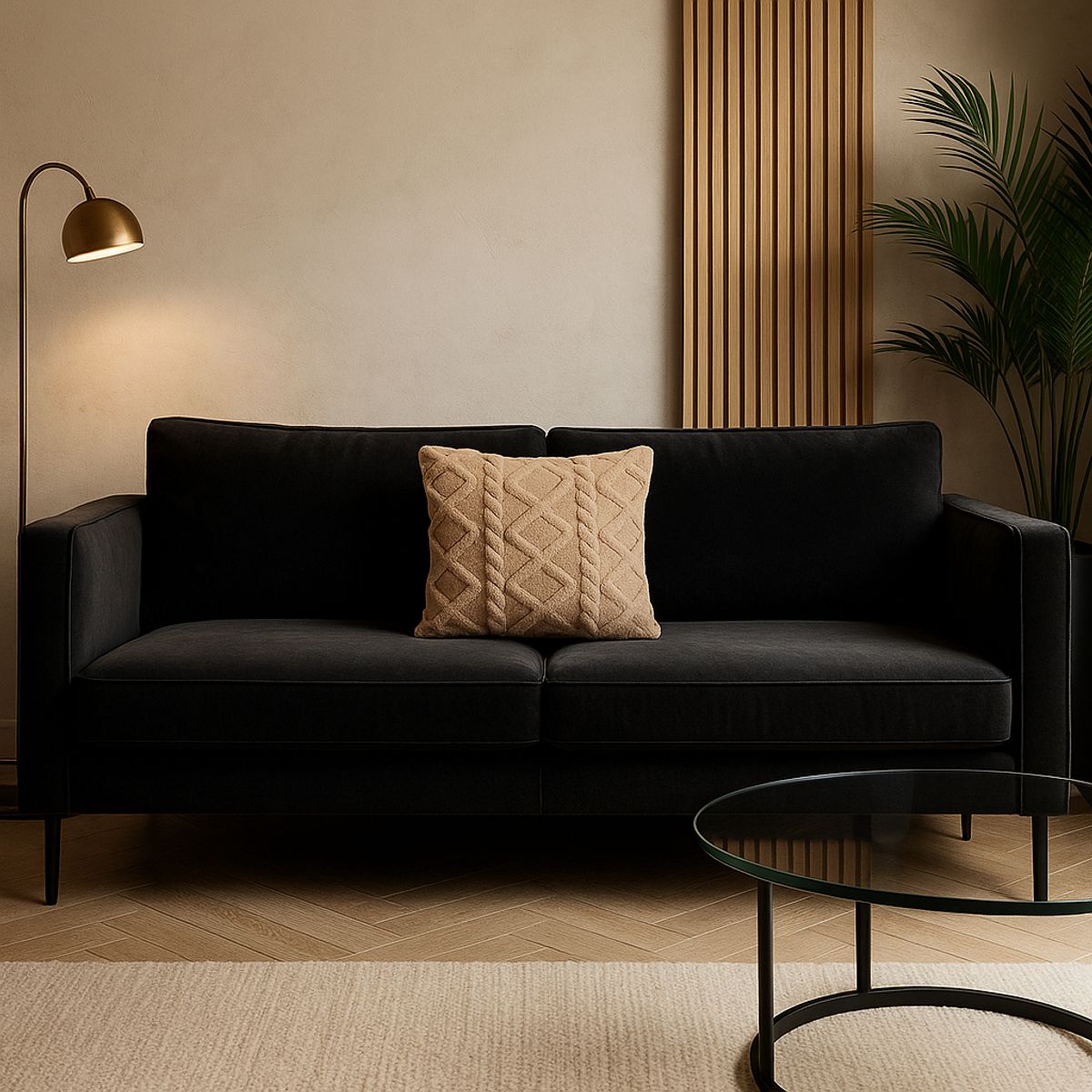 ARMONIA - Funda cojín trenzado beige suave peludo living Chile 758