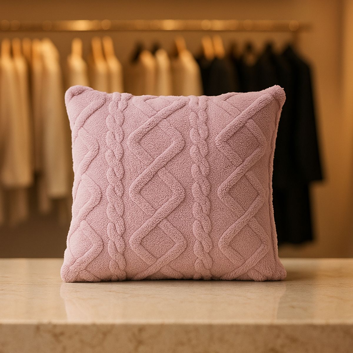 ARMONIA - Funda decorativa lila pelo trenzado suave living Chile 758