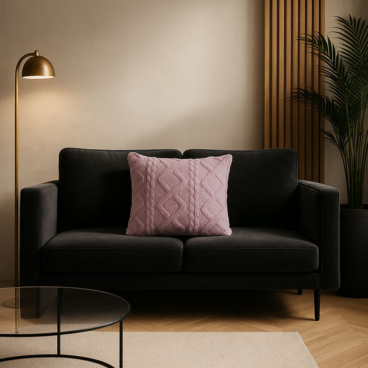 ARMONIA - Funda almohadón lila pelo trenzado textura suave hogar 758