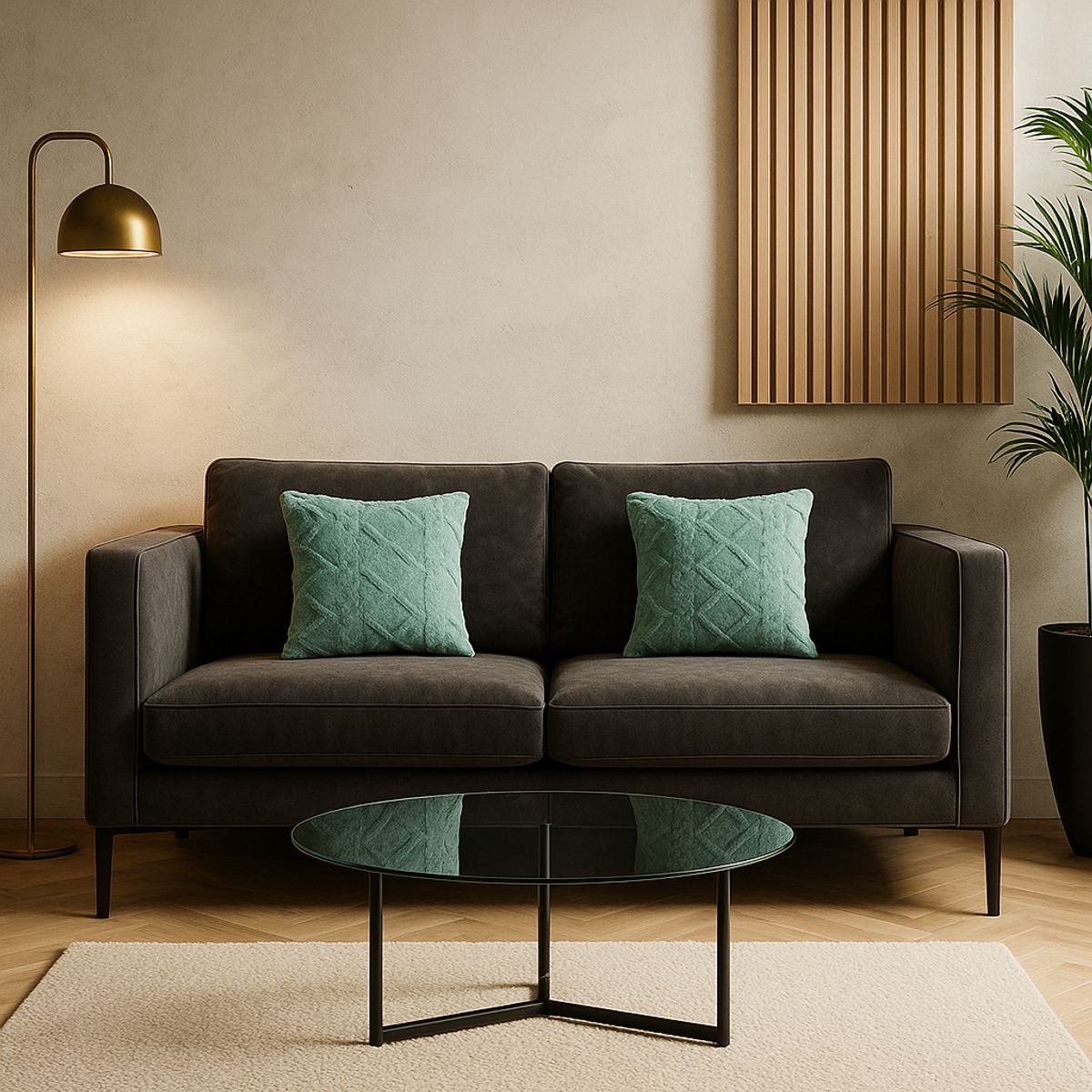 ARMONIA - Pack 2 fundas decorativas turquesa pelo trenzado suave living Chile 758