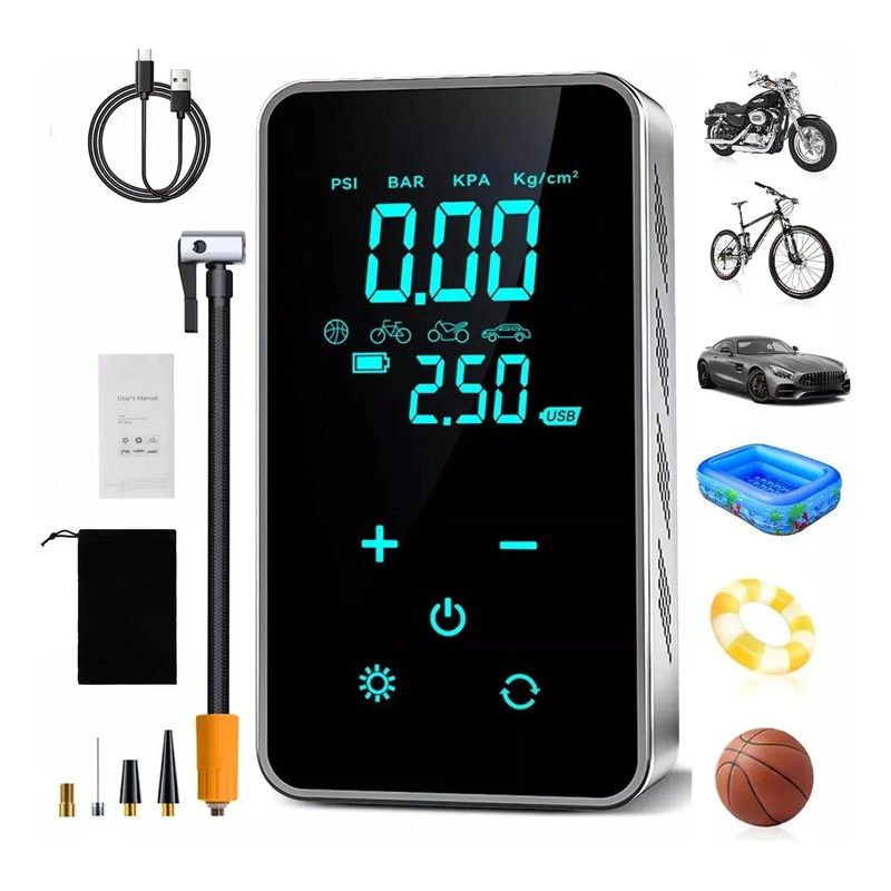 GENERICO - Inflador Digital Portátil Compresor Aire Neumático Auto Moto