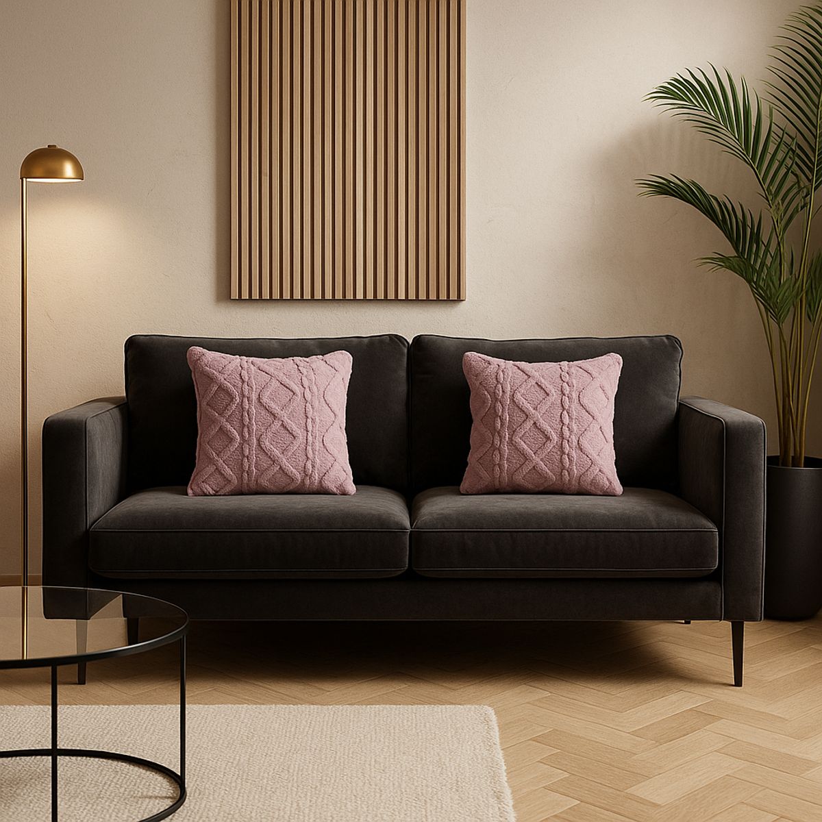 ARMONIA - Pack 2 fundas cojín lila pelo trenzado suave dormitorio 758