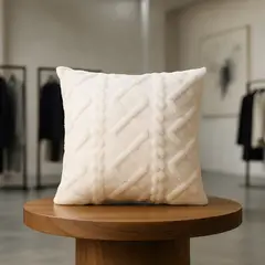 ARMONIA - Funda decorativa pelo trenzado blanco suave living Chile 758